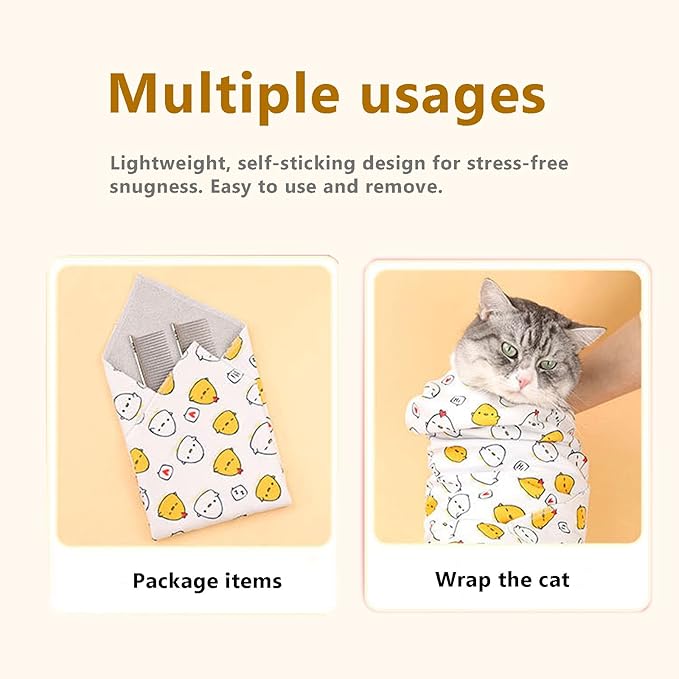 21.7'' Cat Grooming Bag for Nail Trimming - Escape Proof Pet Restraint Wrap for Cats, Calming Swaddle Burrito, Anti-Scratch Anti-Runaway & Anti-Bite, Easy Cat Clipping & Care (M (up to 6 lbs))