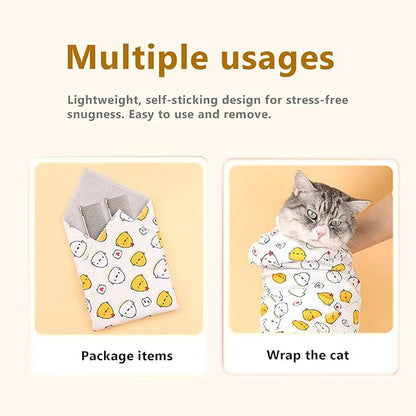 27.6'' Cat Grooming Bag for Nail Trimming - Escape Proof Pet Restraint Wrap for Cats, Calming Swaddle Burrito, Anti-Scratch Anti-Runaway & Anti-Bite for Cat Clipping & Care (L (up to 18 lbs))