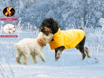 Fleece Dog Coat Pet Jacket Reflective for Cold Weather for Extra Large to Small Pets(Yellow,S)