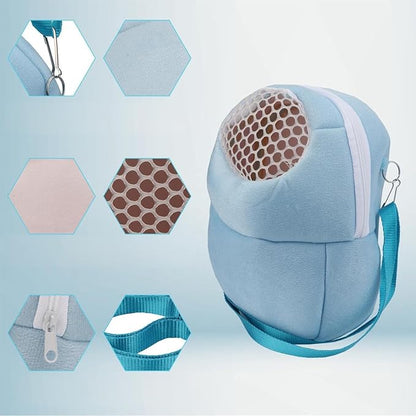 Pet Carrier Backpack for Small Animals, Travel Handbag for Cat, Puppy, Guinea Pig, Hedgehog, Hamster (Blue, Large)