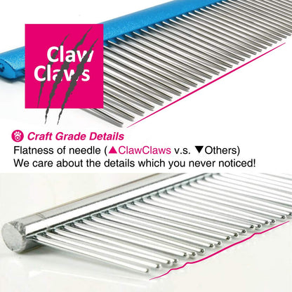 Greyhound Comb with Oval Handle for Dogs and Cats, Removing and Shedding Matted, Tangled Hair, Metal Comb with Stainless Steel Pins, Detangling Grooming Tool, Pet Comb (20% Fine Spacing)…