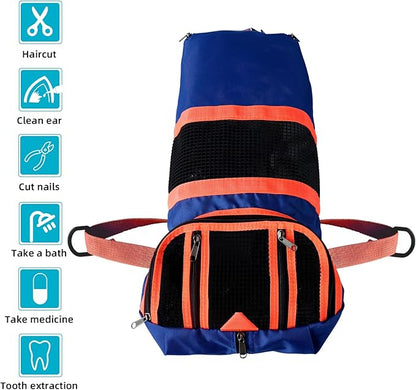 Cinf Cat Nail Clipping Cleaning Grooming Restraint Bag No Scratching Biting for Bathing Nail Trimming Injecting Examining(Navy Blue,M)