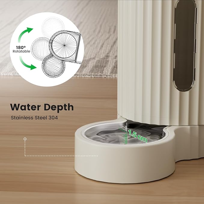 Gardner Pet Gravity Automatic 2-in-1 Pet Feeder, 0.8 Gallons*2 Cat Feeder and Water Dispenser Set, 100% BPA-Free Feeder and Stainless Steel Water Dispenser for Dogs, Cats, Rabbits, Puppies (Beige)