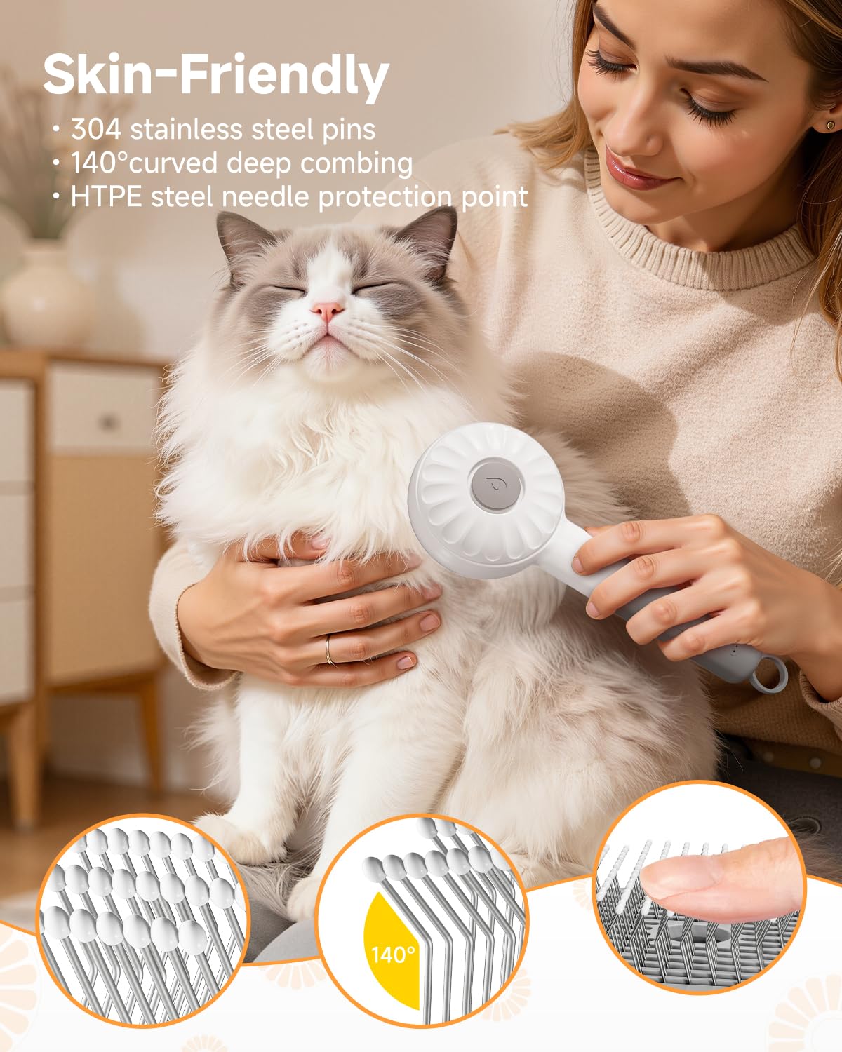 Pet Brush for Cats & Dogs Steam, 3-in-1 Steam Beauty Pet Comb, 2-Speed Spray Settings, Removes Dander and Deshedding Tool, One-Touch Self-Cleaning Hair Brush, for Long and Short Hair Pets