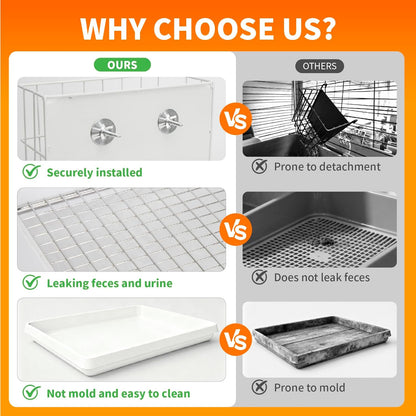 3 in 1 Rabbit Hay Feeder with Litter Box,Upgraded Metal Hay Rack & Litter Tray & Water Bowl,Quick Cleaning,Easy to Install,Bunny Supplies for Rabbit Guinea Pig Chinchilla Small Animals