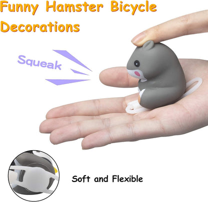 Wonuu Duck Bike Bell with Light and Helmet - Cute Bicycle Horn, Motorcycle Bell, Rubber Duck Car Dashboard Decoration (Blue & Star-Hamster)