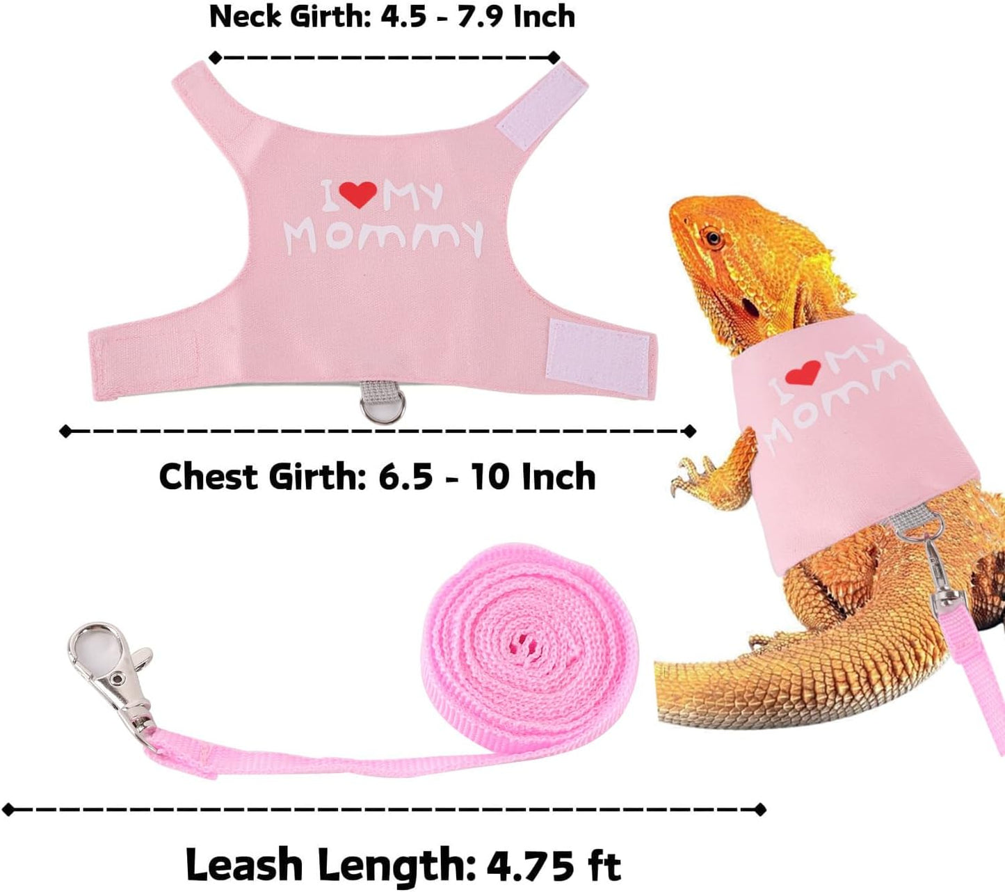 Bearded Dragon Adjustable Harness with Leash,Bearded Dragon Harness Leash Set for Lizards,Chameleon,Rat and Other Small Animal,Traction Rope Walking Leash Reptile Halloween Costume Accessories