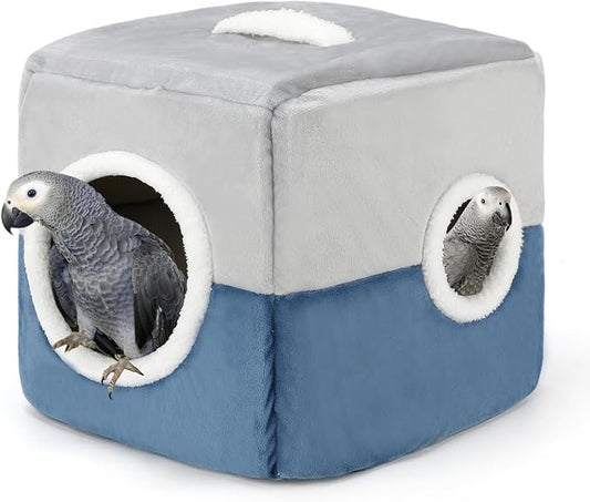 Large Size Parrot Nest House Bed, Winter Warm Bird Snuggle Hut Comfortable Hanging Birds House Cage Hideaway Cave Bed for Large Birds Amazon Parrots African Grey Cockatoos Macaws