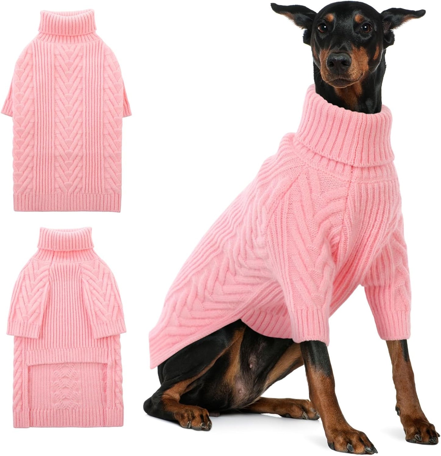 ASENKU Extra-Large Dog Sweater, Dog Sweaters for Extra Large Dogs, Pet Sweatshirt Apparel Turtleneck Pullover Winter for Doberman, Great Dane (Pink, 4XL)