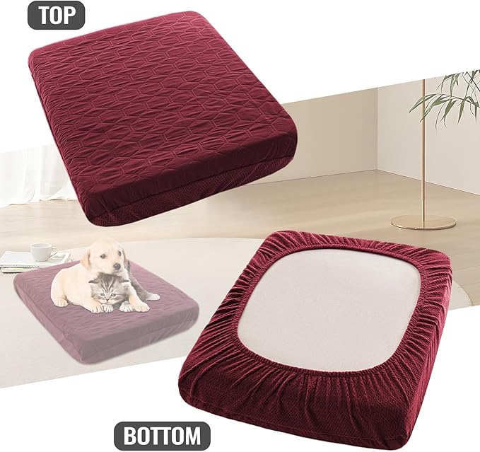 Nanbowang Waterproof Dog Bed, Replacement Washable Pet Pillow Quilted, Easy to Remove, Lovely Puppy Bed Cover for Dog/Cat - 35x44x6, Burgundy