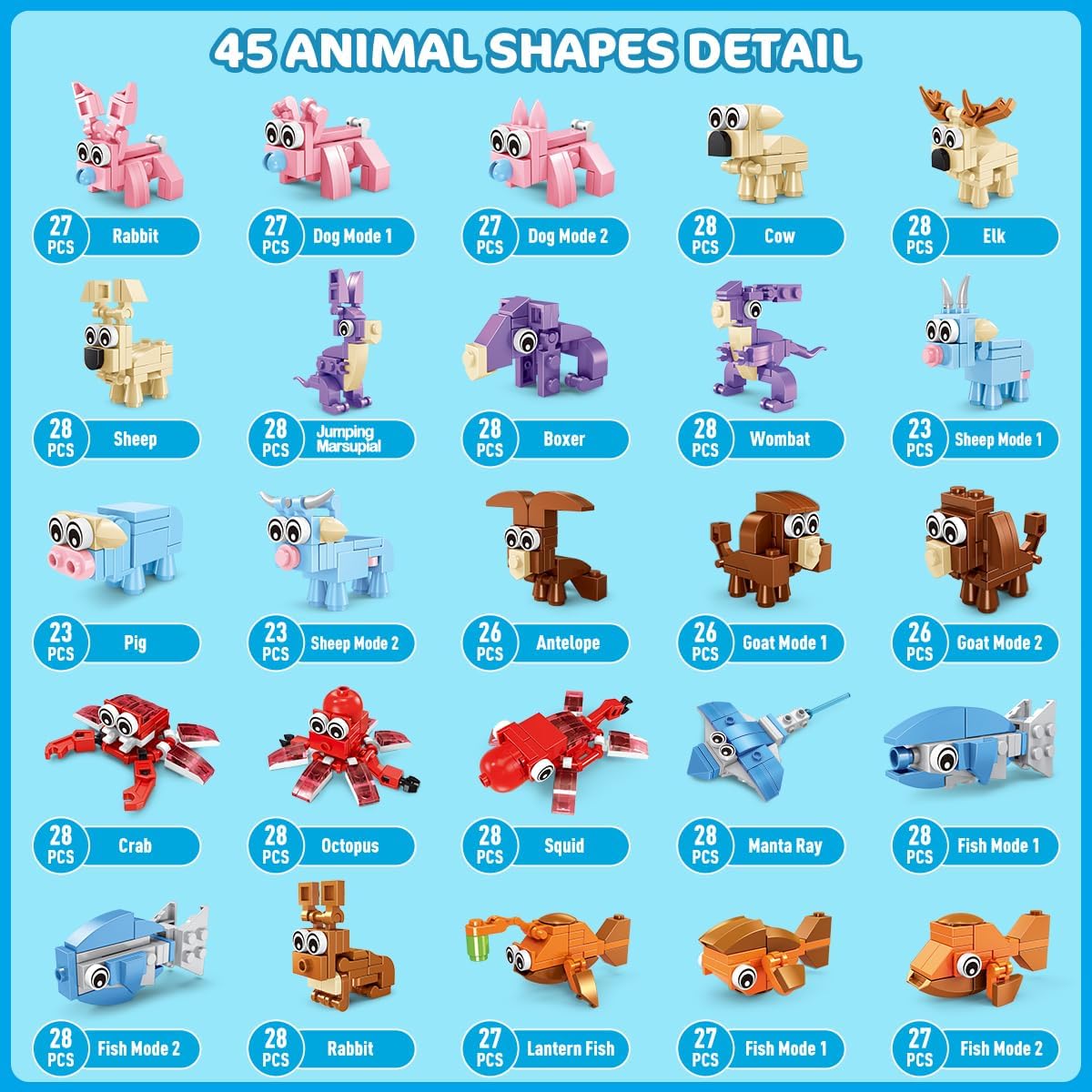 30 Packs Animal Party Favors for Kids, 810 PCS Mini Animal Building Block Toy Set for Goodie Bag Fillers Classroom Prizes Easter Birthday Children's Day for Boys Girls Student Ages 6+