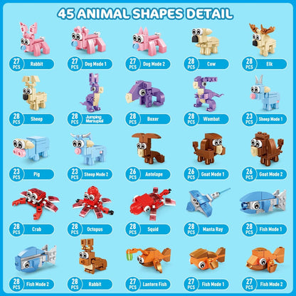 30 Packs Animal Party Favors for Kids, 810 PCS Mini Animal Building Block Toy Set for Goodie Bag Fillers Classroom Prizes Easter Birthday Children's Day for Boys Girls Student Ages 6+