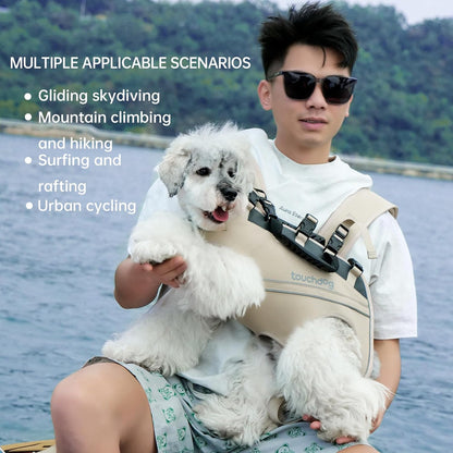 Dog Backpack Carrier for Large Dogs - Hands-Free Pet Travel Pack with 6-Point Safety System, Waterproof & Reflective Design for Motorcycle, Hiking, Surfing (Khaki Color, X-Large)