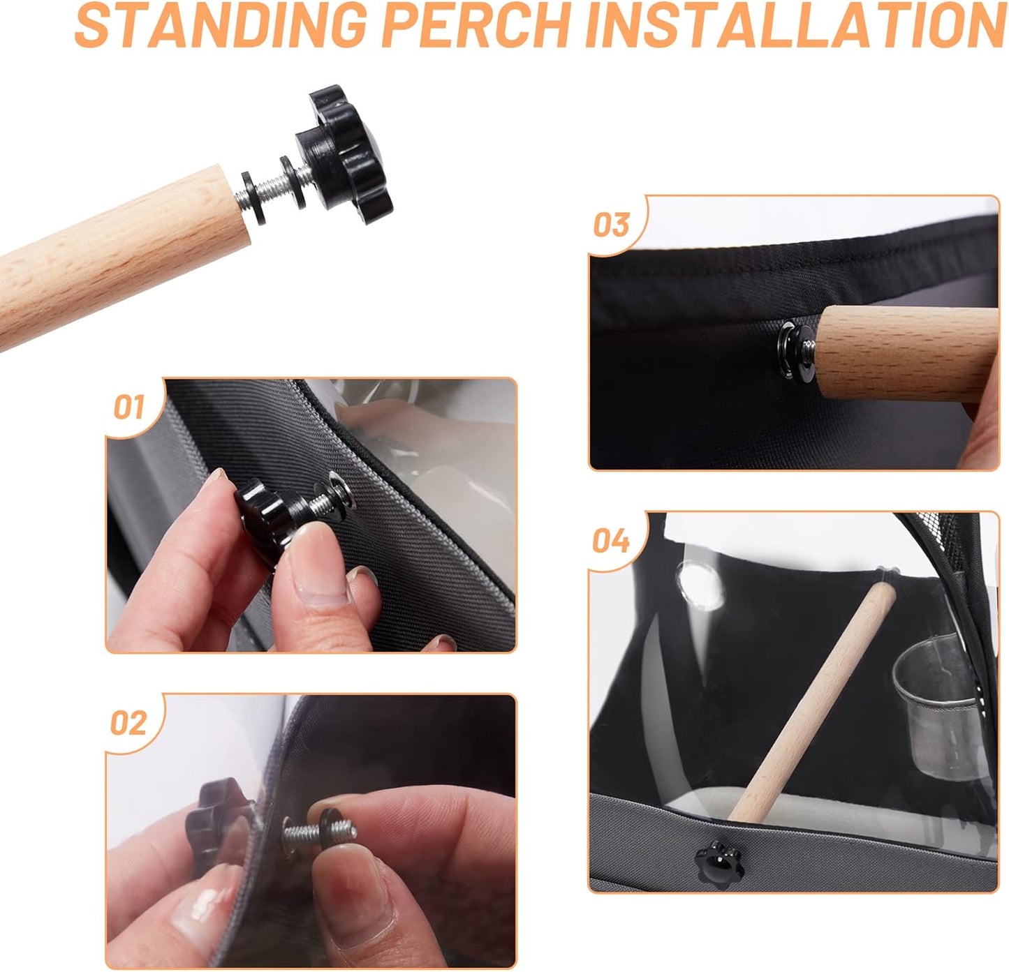 A4Pet Bird Carrier for Travel - Small Bird Travel Cage, Bird Bag with Stand, Tray and Feeding Cup, Portable and Lightweight for Small Animal Carrier