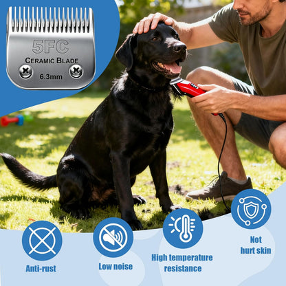 Dog Grooming Replacement Blades Compatible with Andis Dog Clipper, Dog Clipper Blades Compatible with Oster A5,Wahl KM-10 Series Dog Clipper,#5FC Blades (6.3mm)