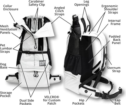 K9 Sport Sack Knavigate - X-Large, Lunar Rock - Ideal for Dogs with 23-25” Back Length - Adjustable, Backpack-Style Carrier with Internal Frame & Padded Hip Belt