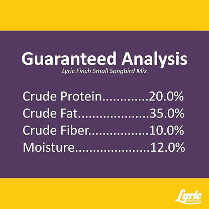 Lyric Finch - Small Songbird Wild Bird Seed - Attracts Goldfinches, House Finches, Purple Finches & More - 20 lb. bag