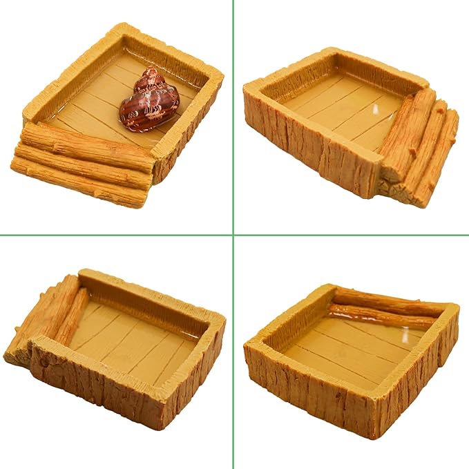 Hermit Crab Pool, Resin Reptile Water Bowl & Bathing Dish, Aquarium Tank Cage Habitat Accessories for Small to Medium Hermit Crab Turtles Lizard Frog Gecko Bearded Dragon