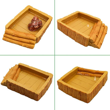 Hermit Crab Pool, Resin Reptile Water Bowl & Bathing Dish, Aquarium Tank Cage Habitat Accessories for Small to Medium Hermit Crab Turtles Lizard Frog Gecko Bearded Dragon