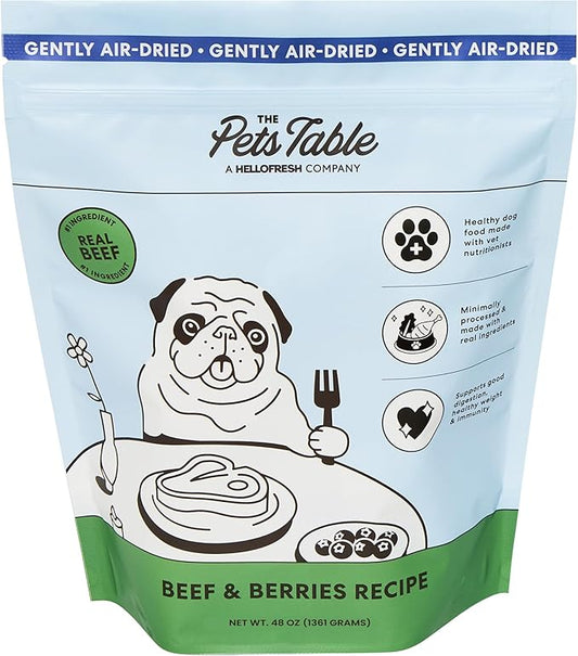 The Pets Table Beef & Berries Grain-Free Air Dried Dog Food, 3lbs / 48 oz Bag