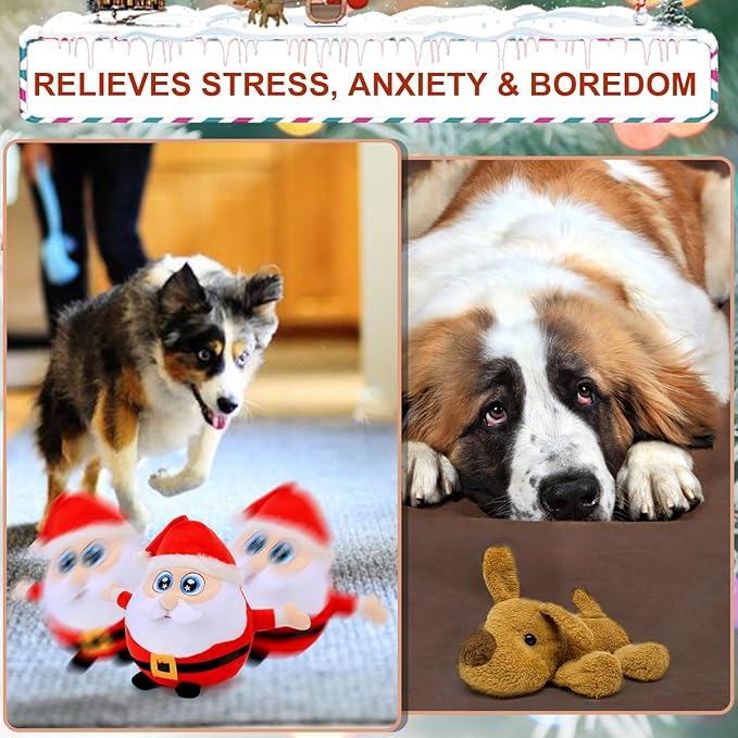 BABORUI Interactive Dog Toys Santa Claus, Jumping Squeaky Dog Toys with Recording and Music Modes, Rechargeable Moving Dog Christmas Toys for Small/Medium/Large Dogs to Keep Them Busy(Santa Claus)