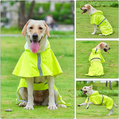 Pet Large Dog Raincoat Apparel Poncho Waterproof for Medium Large Sized for Dog Raincoat Clothes Jacket (Fluor Yellow,4XL)