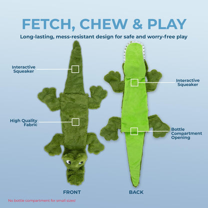 Best Pet Supplies Squeaky Dog Toys with Soft Durable Fabric for Small, Medium and Large Pets Interactive Toy for Indoor Play, Supports Active Biting and Play - Alligator, Large