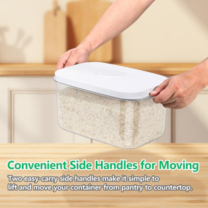 Airtight Flour Container 12 Lbs, Clear PET Plastic Food Storage Container Bin with Pop Up Lids For Rice Flour Sugar, Dry Food Holder for Kitchen Pantry Organization and Storage