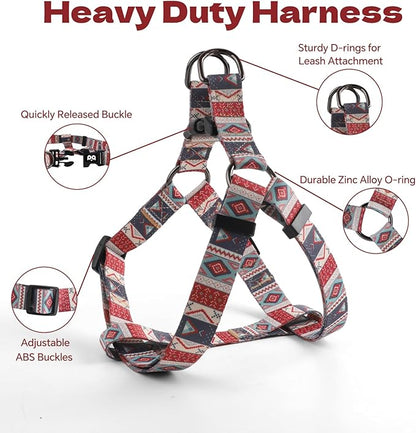 QQPETS Dog Harness Leash Set Adjustable Heavy Duty No Pull Halter Harnesses for Small Medium Large Breed Dogs Back Clip Anti-Twist Perfect for Walking