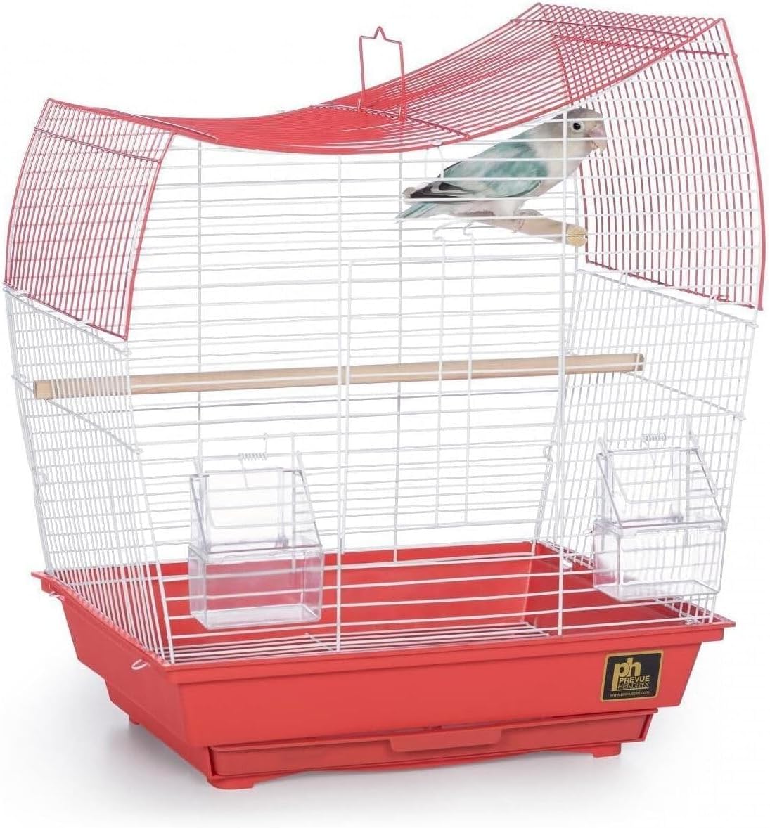 Rustic Retreat Top Bird Cage with Durable Metal Construction, Spacious Interior, and Convenient Top Access Coral/Wave Top