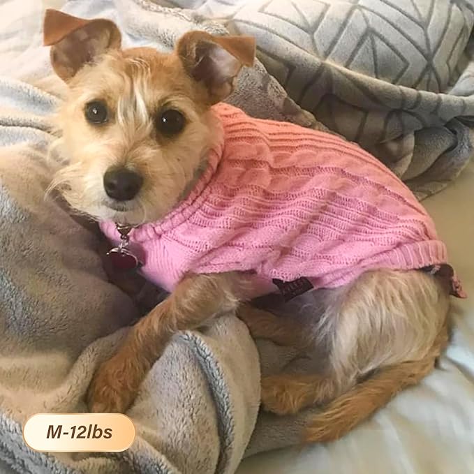 KYEESE Dog Sweater Stretchy Knitwear Cat Clothes Soft Pullover Dog Sweaters for Small Dogs Girl Comfy Pet Coat for Fall Winter Cold Weather Warm Turtleneck Small Dogs Sweater with Gingham Patchwork