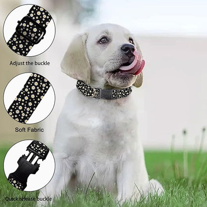 White Daisy Flower Black Dog Collar Cat Big Neck Collars Soft for Small Extra Large Heavy Duty Pet Dogs