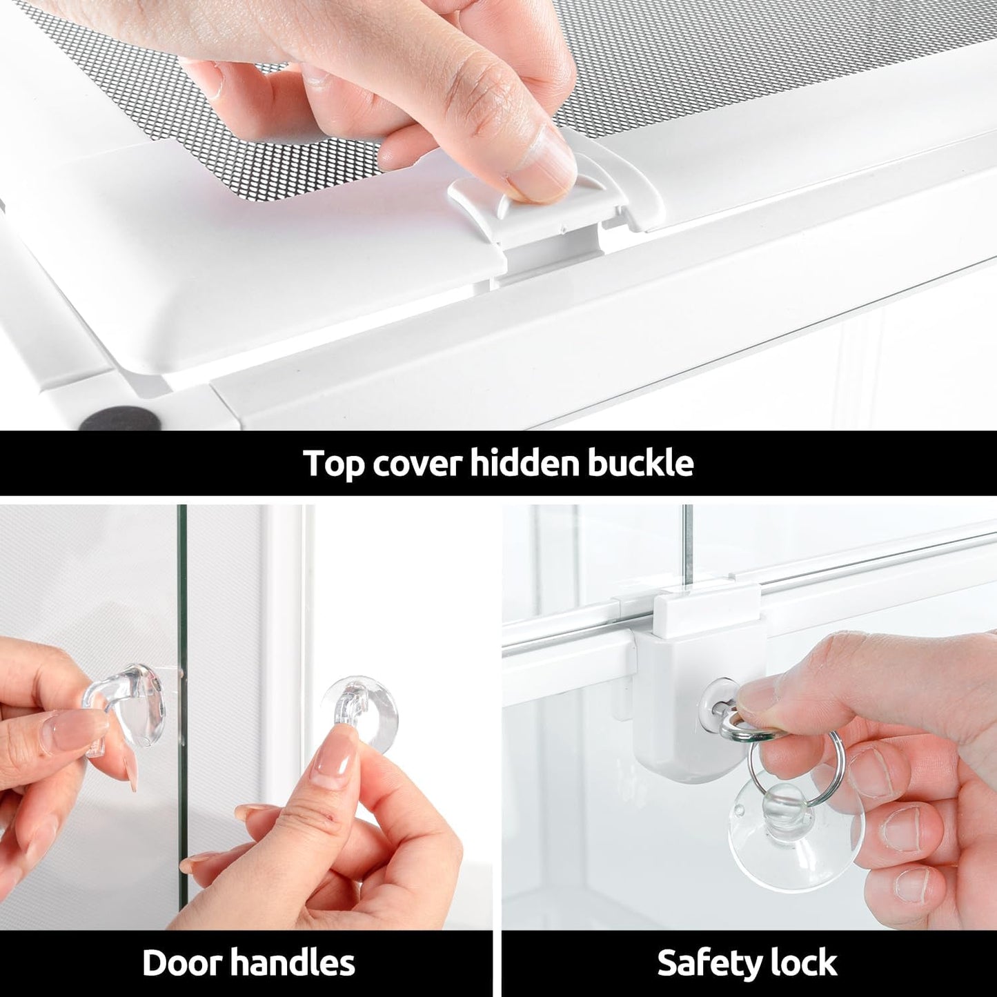 OiiBO 67 Gallon Reptile Tall Terrarium, Vertical Reptile Tank 24" x 18" x 36" Full Tempered Glass Double Front Opening Door with Top Mesh Lid, Reptiles Amphibians Habitat Enclosure (Knock-Down)