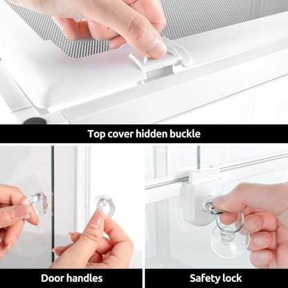 OiiBO 67 Gallon Reptile Tall Terrarium, Vertical Reptile Tank 24" x 18" x 36" Full Tempered Glass Double Front Opening Door with Top Mesh Lid, Reptiles Amphibians Habitat Enclosure (Knock-Down)