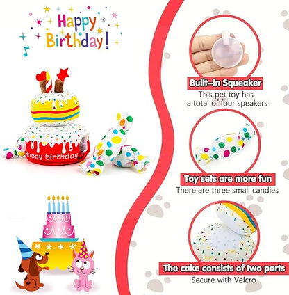 Hollypet Hide and Seek Squeaky Dog Toy, Designed Interactive Puzzle Plush Stuffed Puppy Toys，Cake