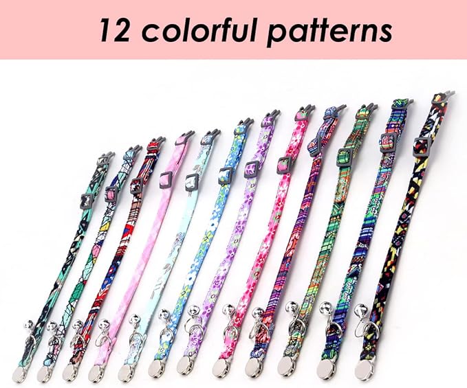 Personalized Breakaway Cat Collar with Bell - Name and Phone Number Engraved for Boys and Girls Kitten (Floral)