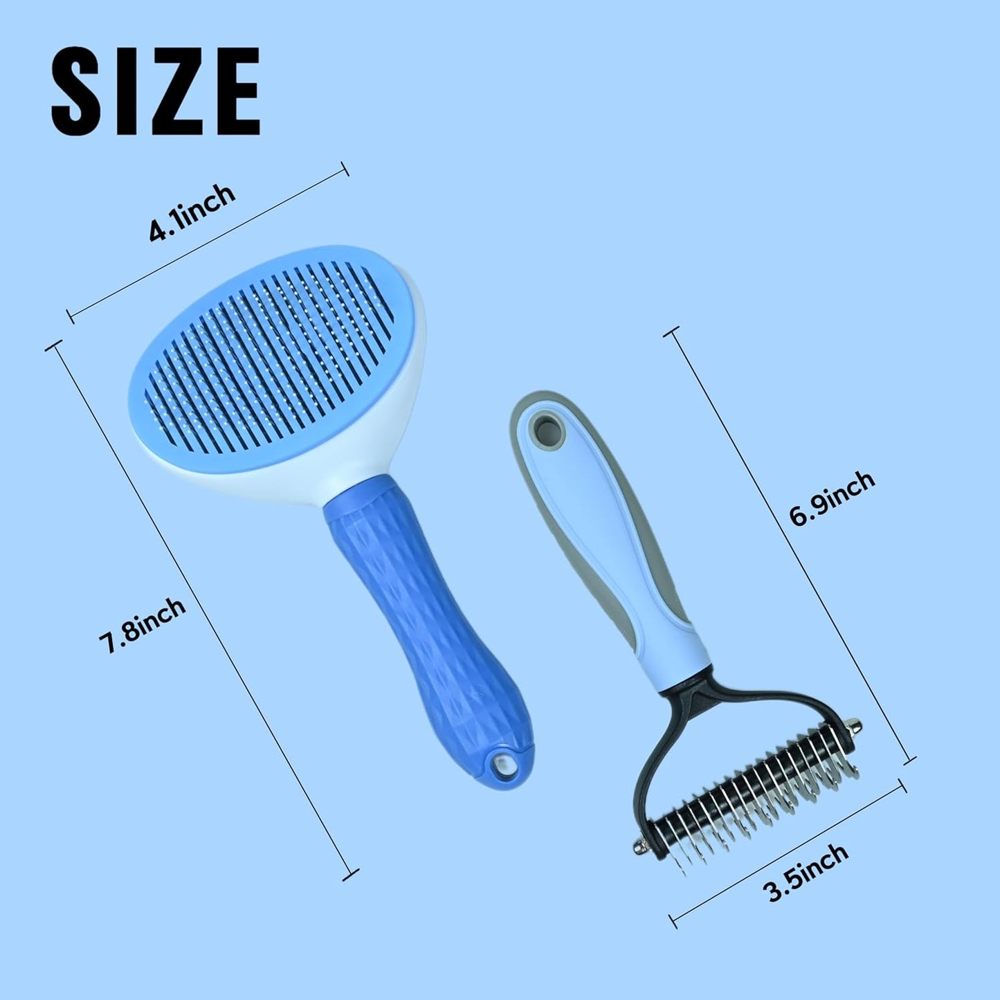 Pet Grooming Combo — Shedding Brush with Metal Comb for Detangling and Removing Undercoat in Long-Haired Dogs and Cats. helping reduce shedding by up to 95%.