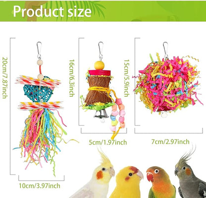 YUEPET 4 Pack Bird Shredder Toys Small Parrot Chewing Toys Parrot Cage Foraging Hanging Toy for Small Bird Parakeets Parrotlets Lovebirds Cockatiels