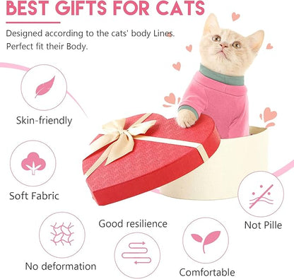 Sticky Cat Clothes Stretchy, Sphynx Hairless Sweater & Pajamas for Cats only, Soft Cat Onesie for Cats After Surgery Female Male & Hair Loss Prevention, Pink 2XL