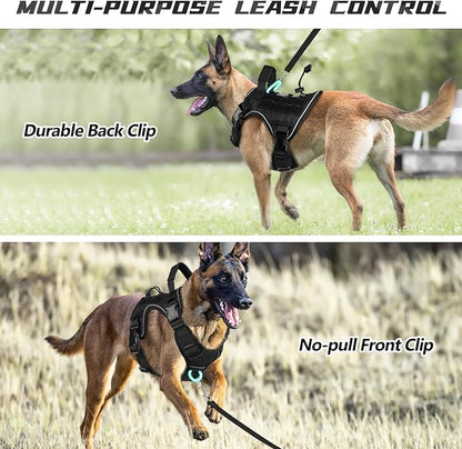 WINGOIN Black Tactical Dog Harness for Small Dogs, Heavy Duty No Pull Harness with Handle, Adjustable Reflective Military K9 Pet Vest for French Bulldog, Pug, Walking, Training, Hunting (S)