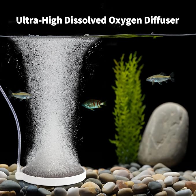 Fish Tank Air Stone, 2 Inch Nano Ultra-High Dissolved Oxygen Diffuser Bubbler, Make Super Tiny Bubbles for 2-30 Gall0n Hydroponics and Aquarium Fish Tank