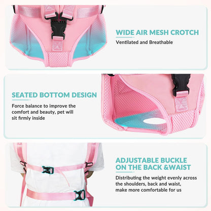 Lukovee Dog Backpack Carrier, Legs Out Easy-fit Dog Front Carrier for Small Medium Dogs, Adjustable Hands Free Dog Chest Carrier for Hiking Cycling (Pink,Medium)