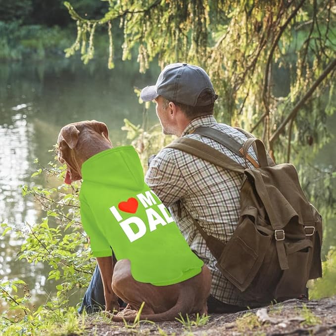 GreenJoy Dog Sweater Dog Hoodie Cold Weather Coat Hooded Sweatshirt for Puppies,Cats, Small Medium Large Dogs (Green(I Love My Dad), XX-Large)