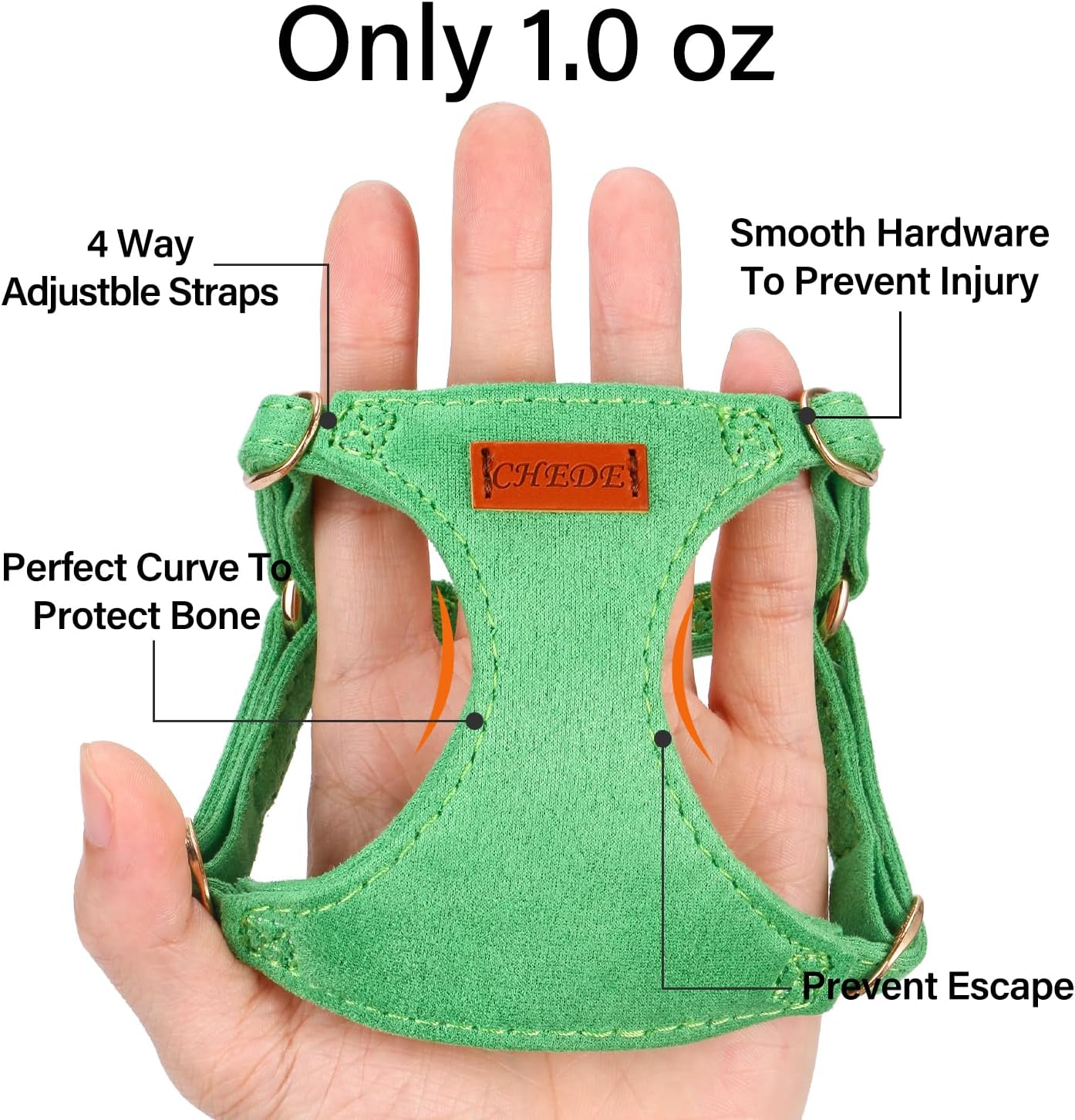 No Pull Dog Harness- Lightweight, Soft, Adjustable Small Harness Collar and Leash Set, Suitable for Cats Puppy Small and Medium-Sized Dog Outdoor Training and Running (Green, XXS)