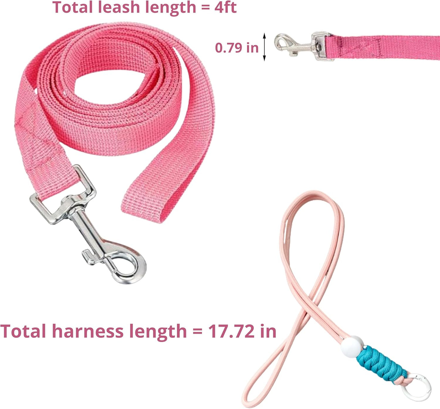 Ferret Leash Harness Adjustable Squirrel, Ferret Leash and Harness Sets for Ferrets Guinea Pig Chinchilla Rat Dragon Bearded Small Animal, Pet Squirrel Ferrets Accessories (Pink)