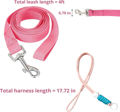 Ferret Leash Harness Adjustable Squirrel, Ferret Leash and Harness Sets for Ferrets Guinea Pig Chinchilla Rat Dragon Bearded Small Animal, Pet Squirrel Ferrets Accessories (Pink)