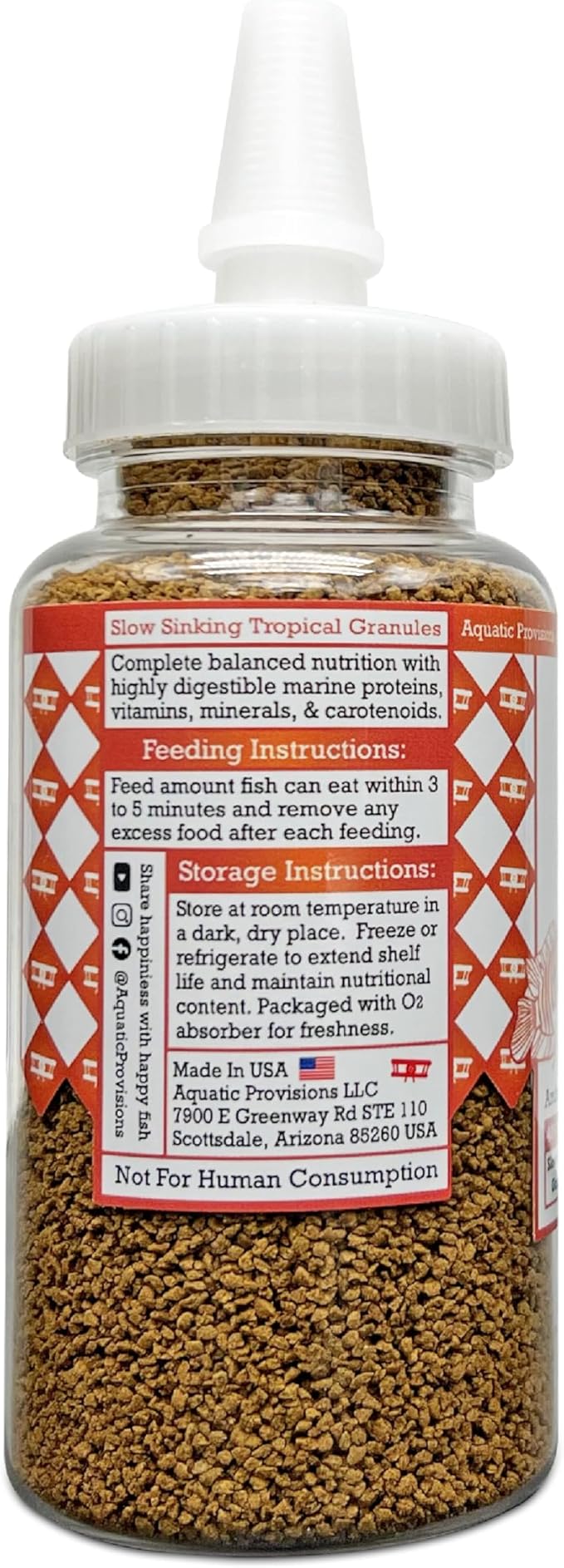 Community Fish Food Granules 3.17 oz, High Protein Slow Sinking Original Size Granules