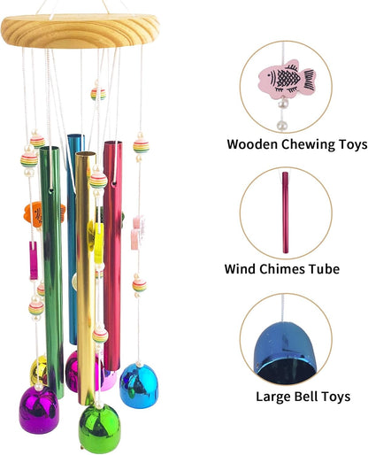 2PCS Chicken Toys for Coop, Multicolor Wind Chime Enrichment Art Hanging Chick Peck Toy with Colorful Bells, Chicken Musical Coop Accessories, Coop Toys for Hens Chicks Poultry Birds Parrots