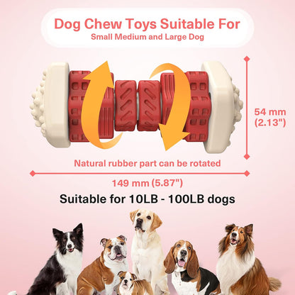 PcEoTllar Dog Toys for Aggressive Chewers, Indestructible Dog Chew Toys, Safe Rubber, for Large Medium Small Dogs - Red -M
