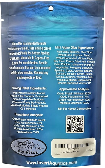 Micro Mix - Sinking Blended Diet for Snails, Shrimp & Bottom Feeding Fish (3 oz (85g))